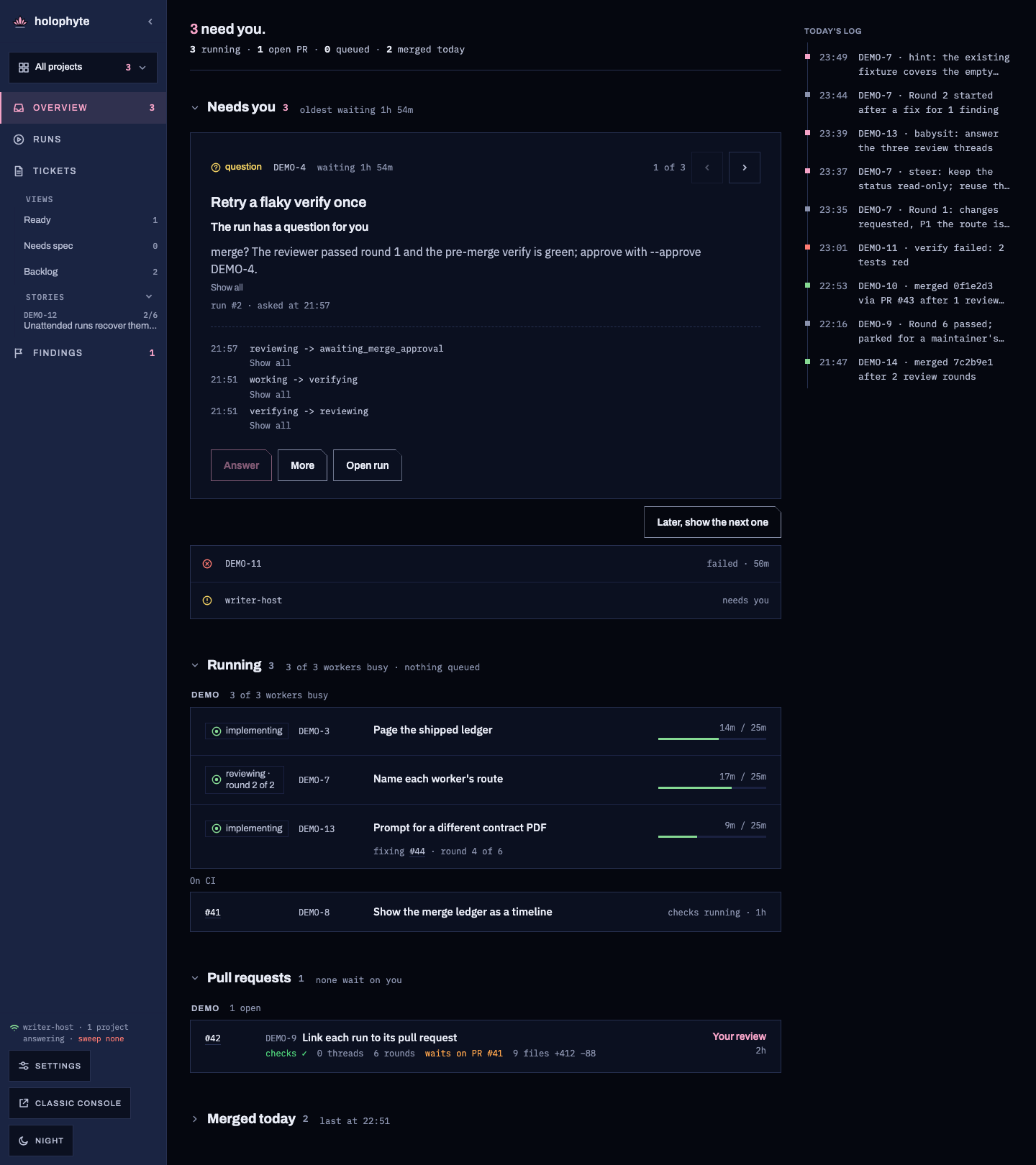 The same Overview in the Night theme.